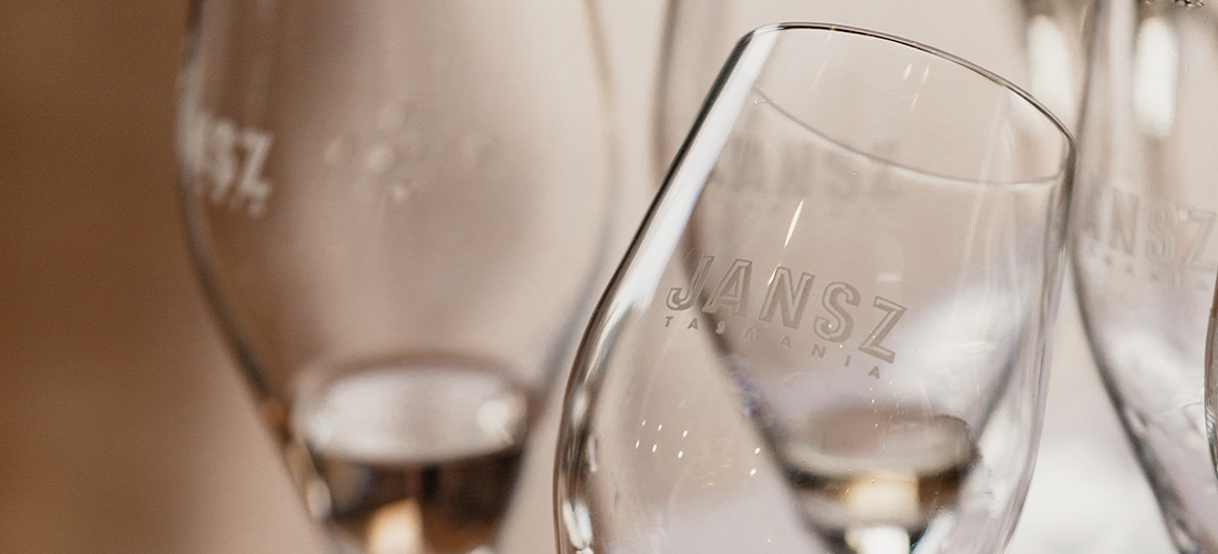 Jansz Tasmania branded glasses